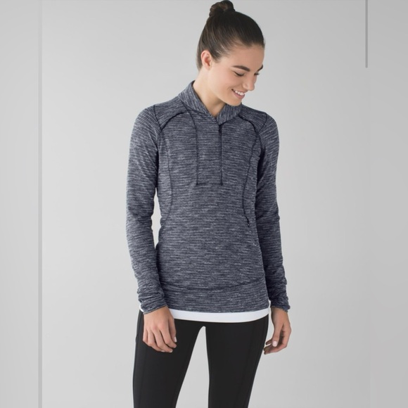 lululemon athletica Jackets & Blazers - Lululemon Think Fast Pullover Coco Pique Black / Black Size 6‎